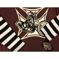 T-shirt Lucky 13 - Motorbike - striped sleeves